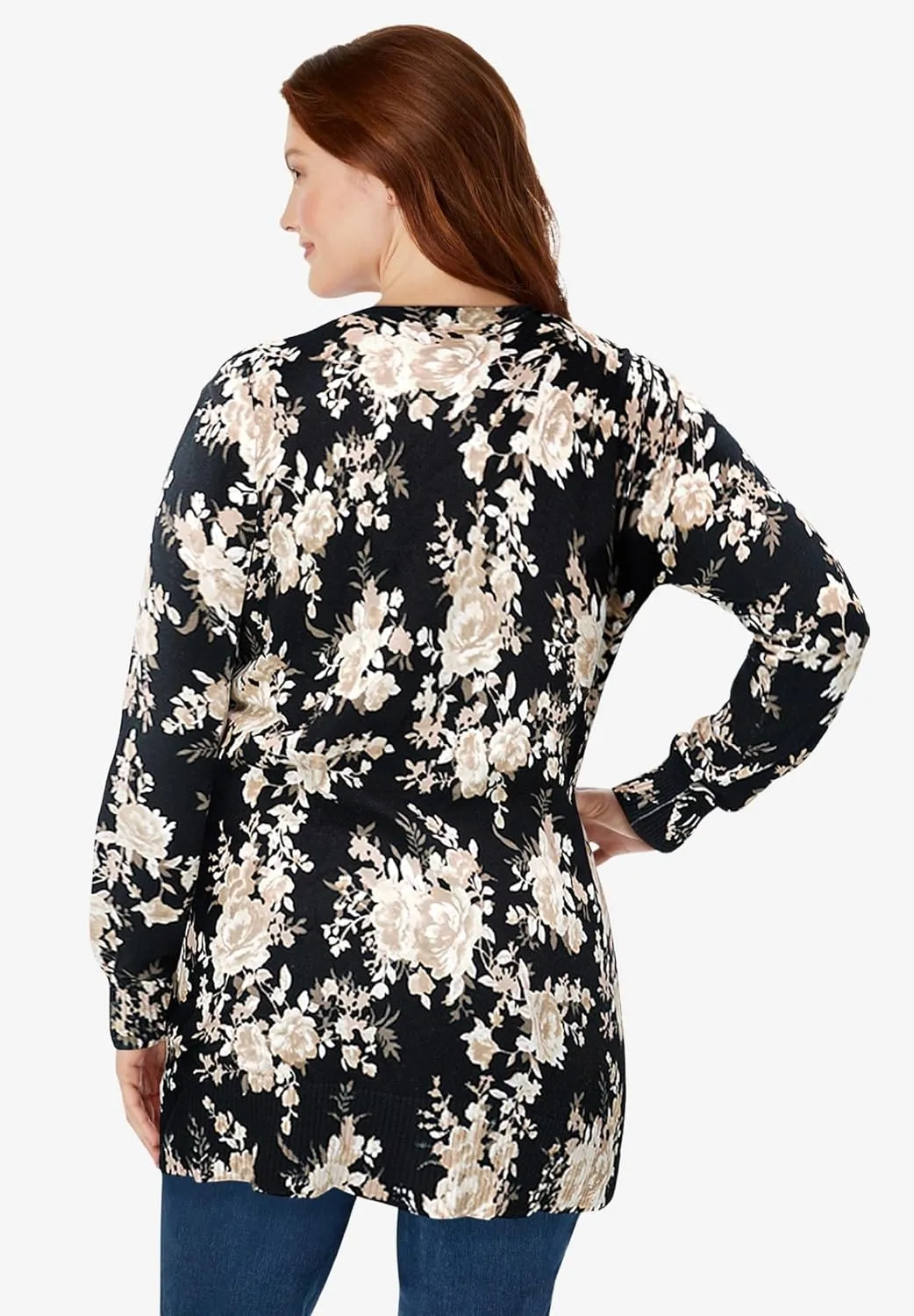 Woman Within Plus Size Perfect Longer-Length Cotton Cardigan