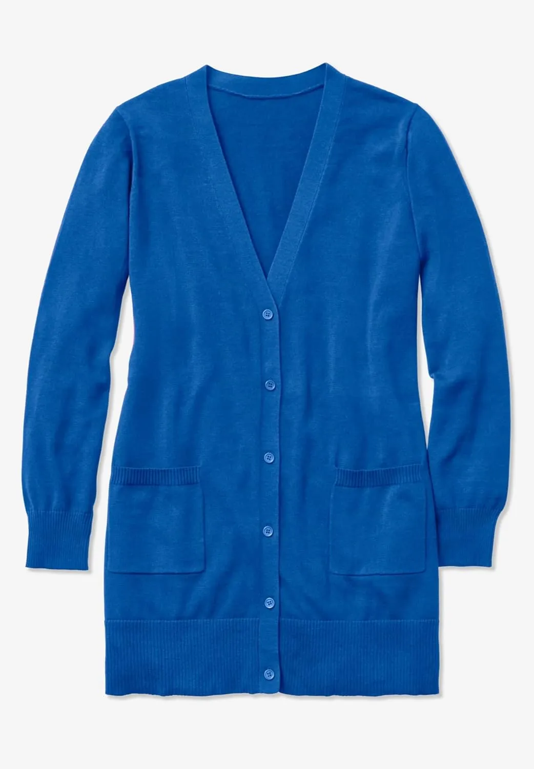 Woman Within Plus Size Perfect Longer-Length Cotton Cardigan