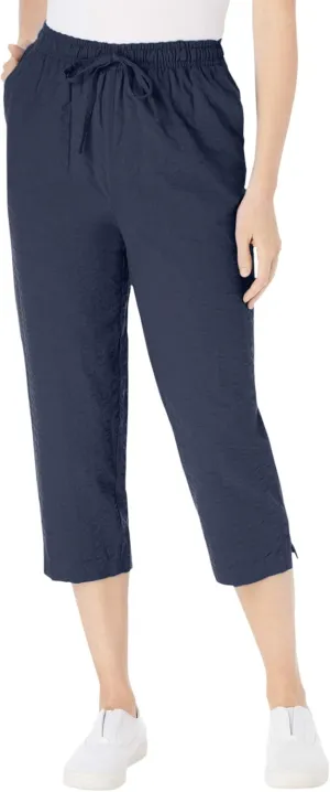 Woman Within Plus Size Seersucker Capri Pant