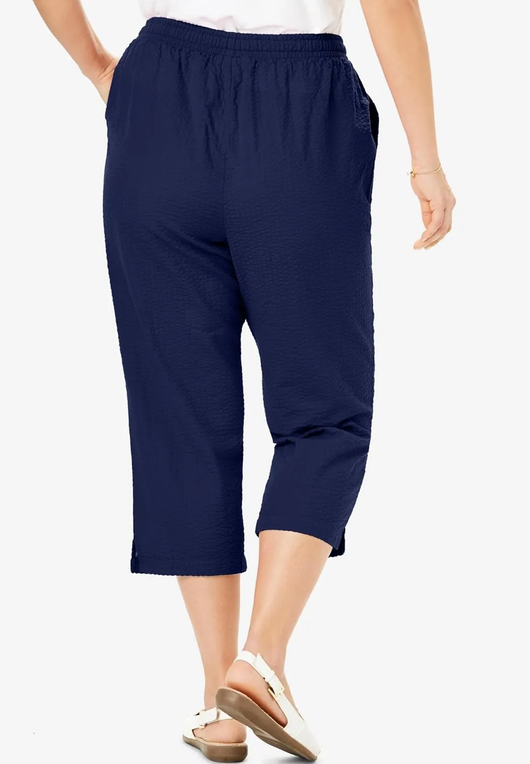 Woman Within Plus Size Seersucker Capri Pant
