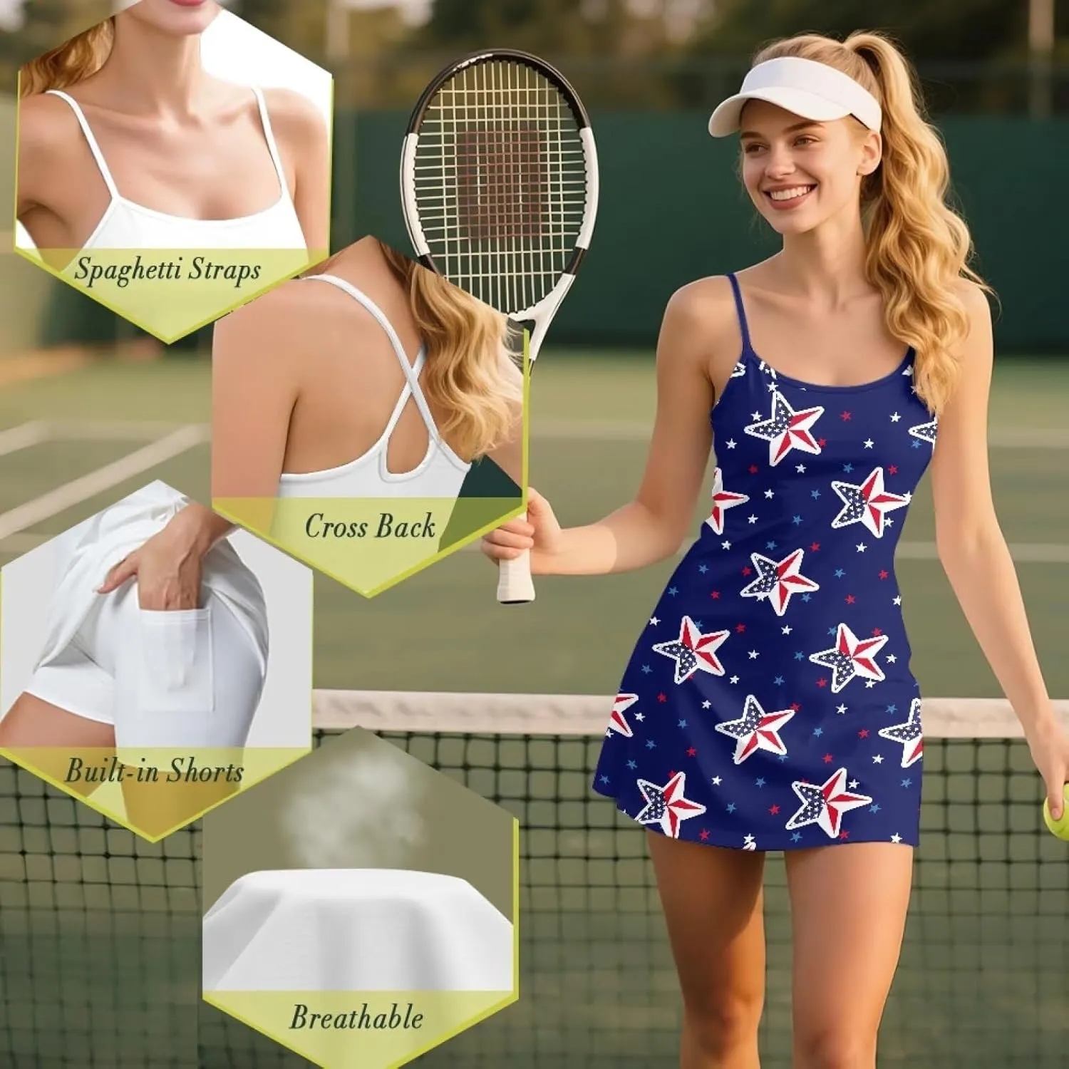 Women Golf Dress with Built-in Short Casual Athletic Tennis Workout Skort Breathable and Soft XS-2XL