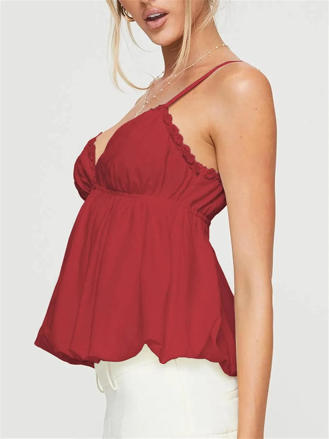 Women Y2K Floral Babydoll Tank Top Cute Spaghetti Strap Bow Tie Crop Camisole Fairycore Night Out Rave Ruffle Outfit