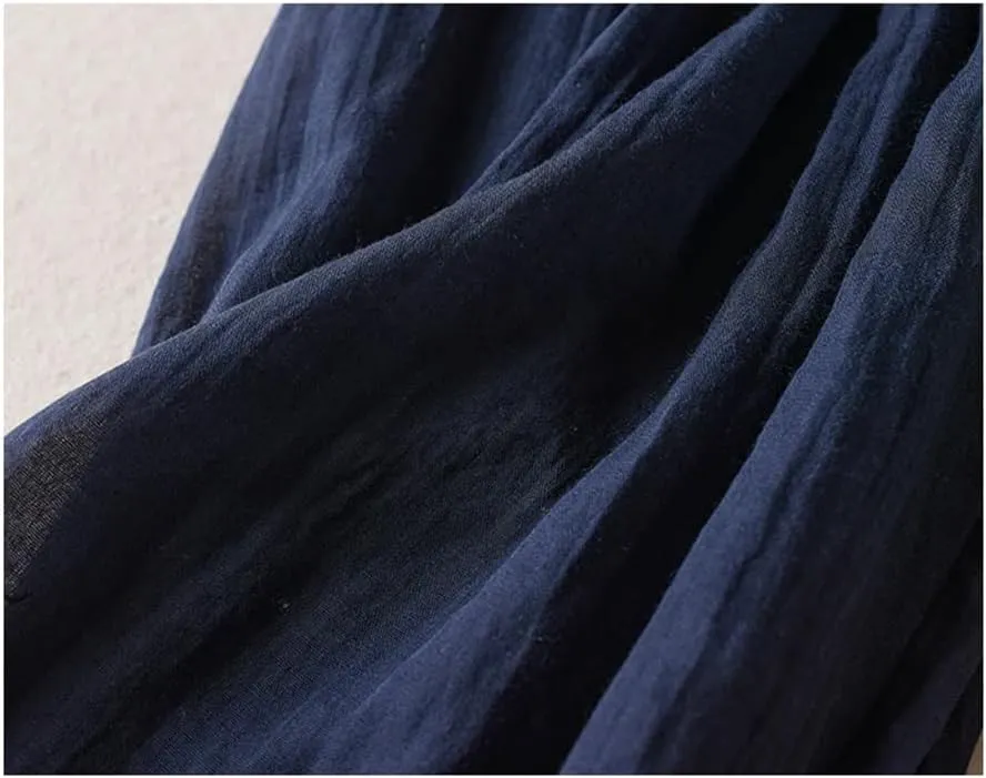 Womenpleated Elastic Hem Bloomers Pants Summer Light Weight Draped Harem Pants Casual Loose Wide Leg Trousers