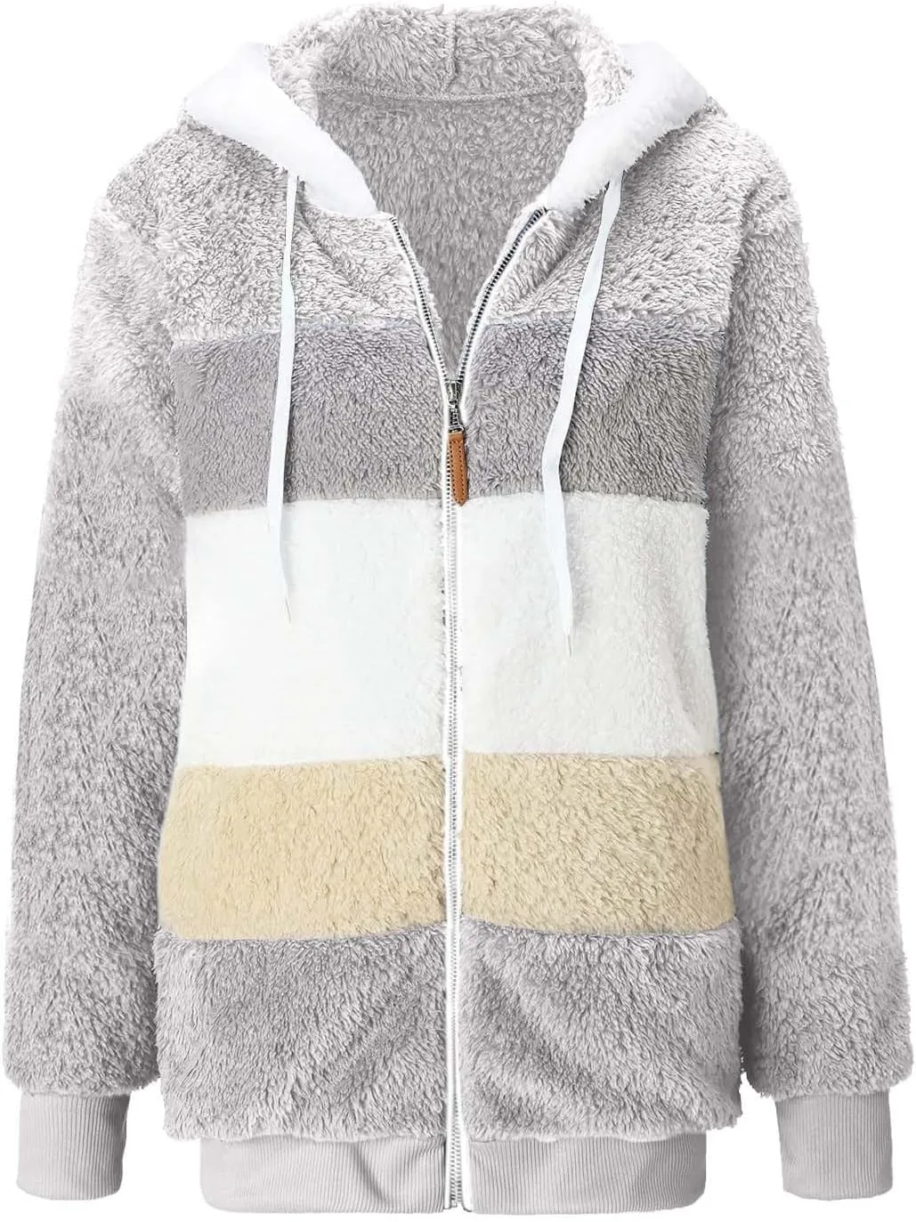 Womens 2023 Winter Fashion Plus Size Sharpa Jacket Fleece Warm Hoodie Outwear Plush Sweatshirt Thick Fuzzy Tops