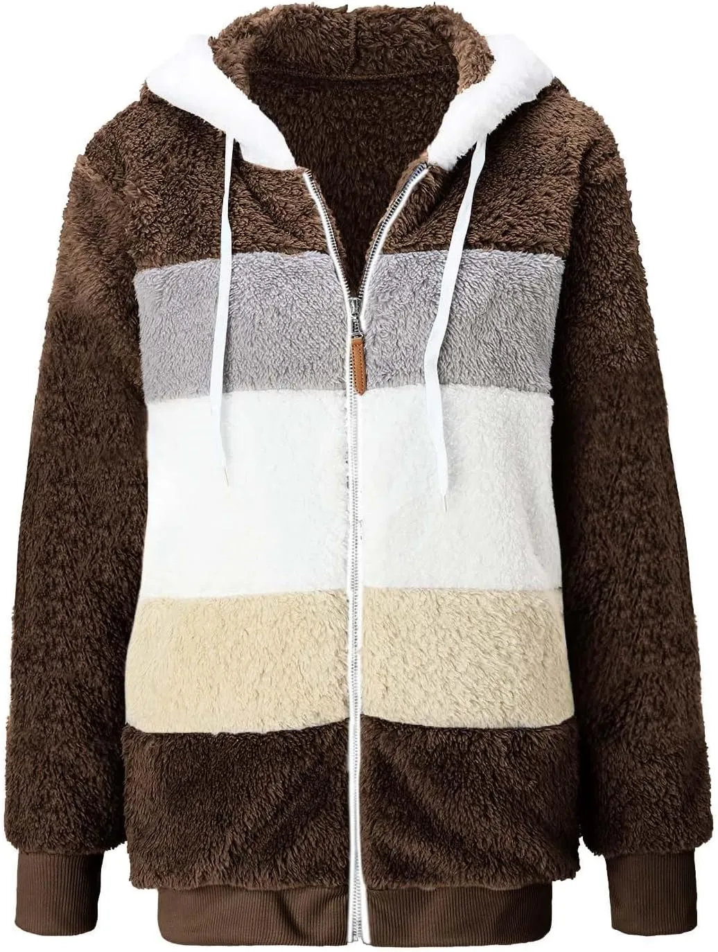 Womens 2023 Winter Fashion Plus Size Sharpa Jacket Fleece Warm Hoodie Outwear Plush Sweatshirt Thick Fuzzy Tops