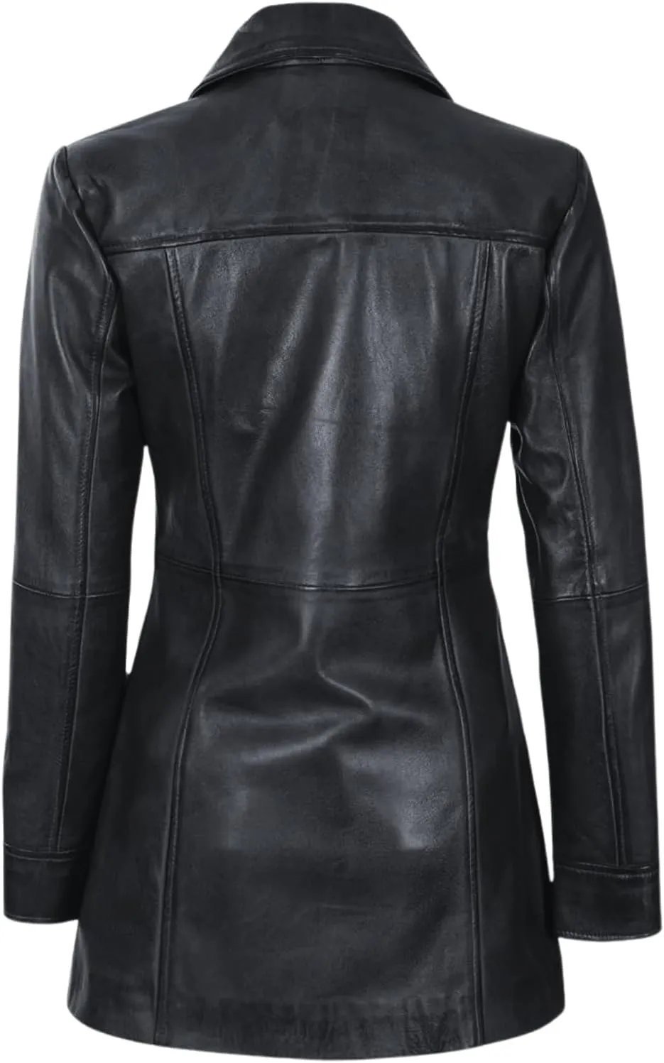 Women's Casual Genuine Lambskin Leather Front Button Up Car Coat Long Lenght Winter Fashion Jacket For Women