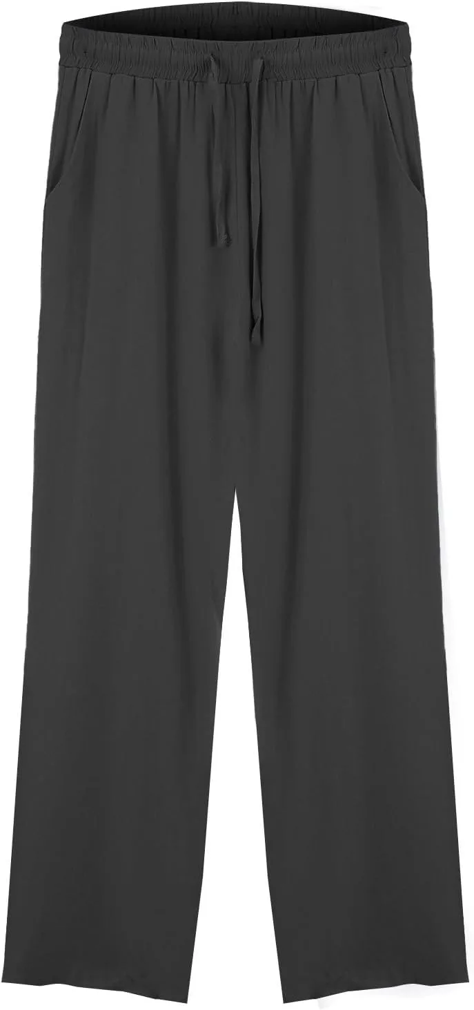 Womens Cotton Linen Pants High Waist Wide Leg Palazzo Pants 2025 Summer Casual Loose Flowy Beach Trousers Outfits