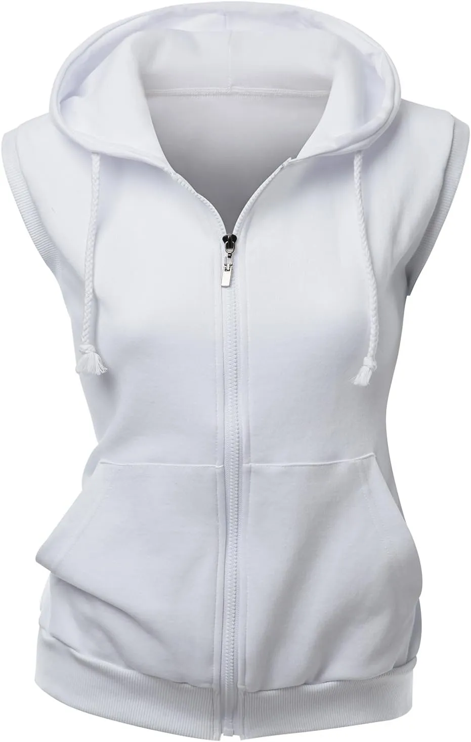 Womens Cotton Zip Up Hoodie Vest