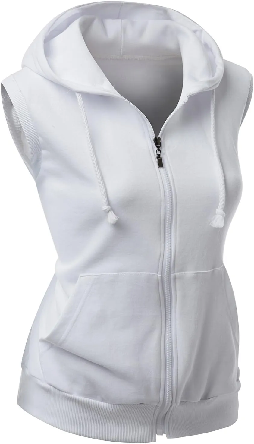 Womens Cotton Zip Up Hoodie Vest