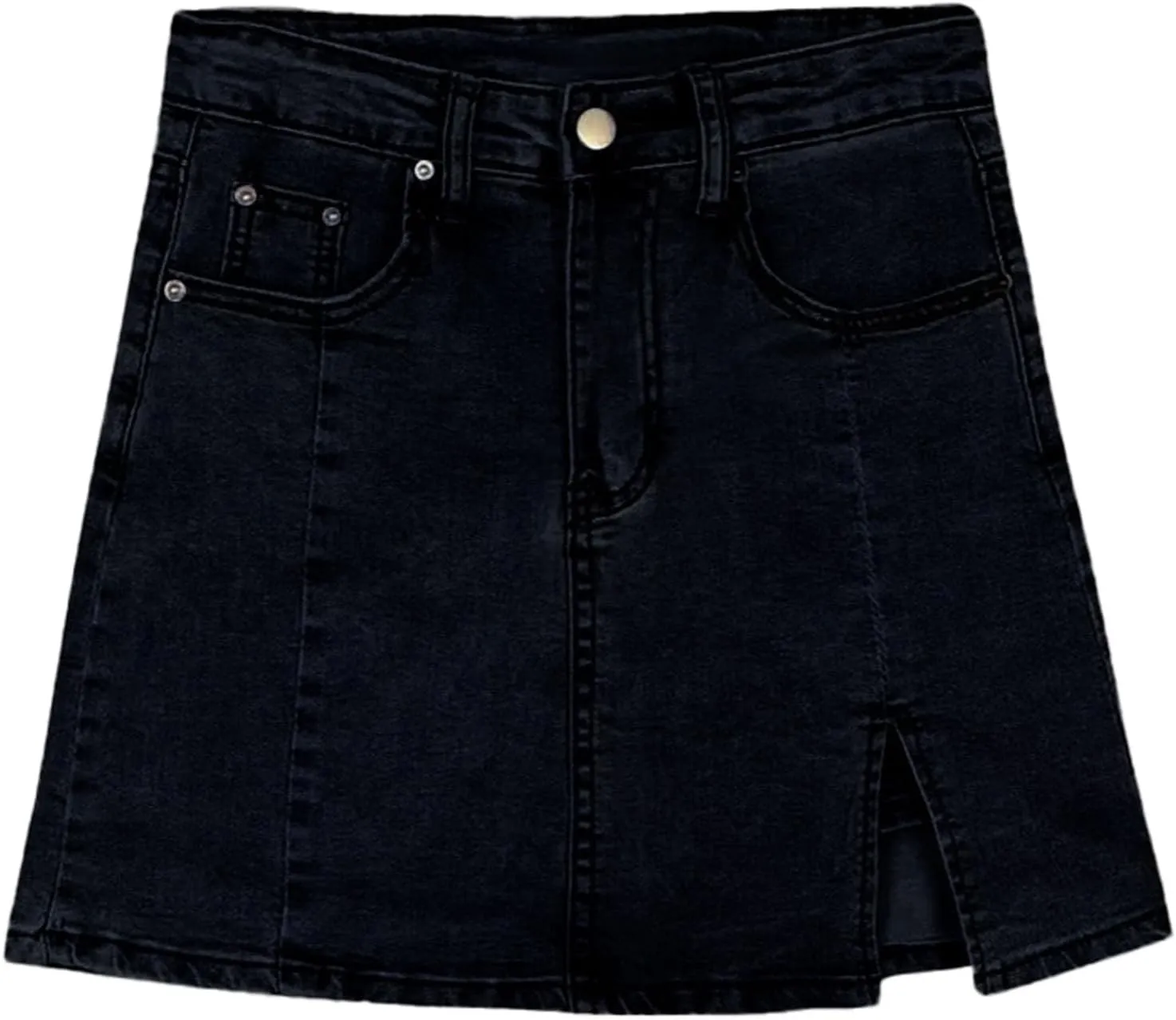 Womens Denim Skirt Above Knee Length Stretch High Waisted Teens Dressy Mini Jean Skirts Breathable Daily Streetwear