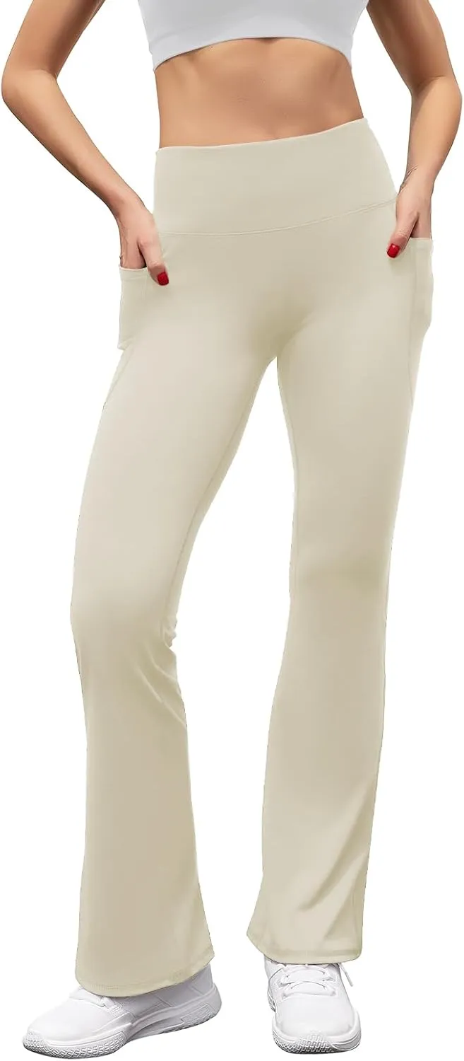 Women's Flare Yoga Pants with Pockets High Waist Casual Bell Bottom Bootcut Leggings