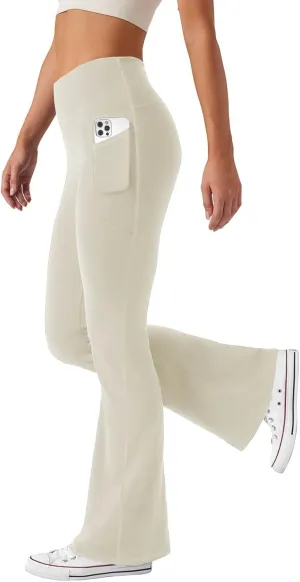 Women's Flare Yoga Pants with Pockets High Waist Casual Bell Bottom Bootcut Leggings