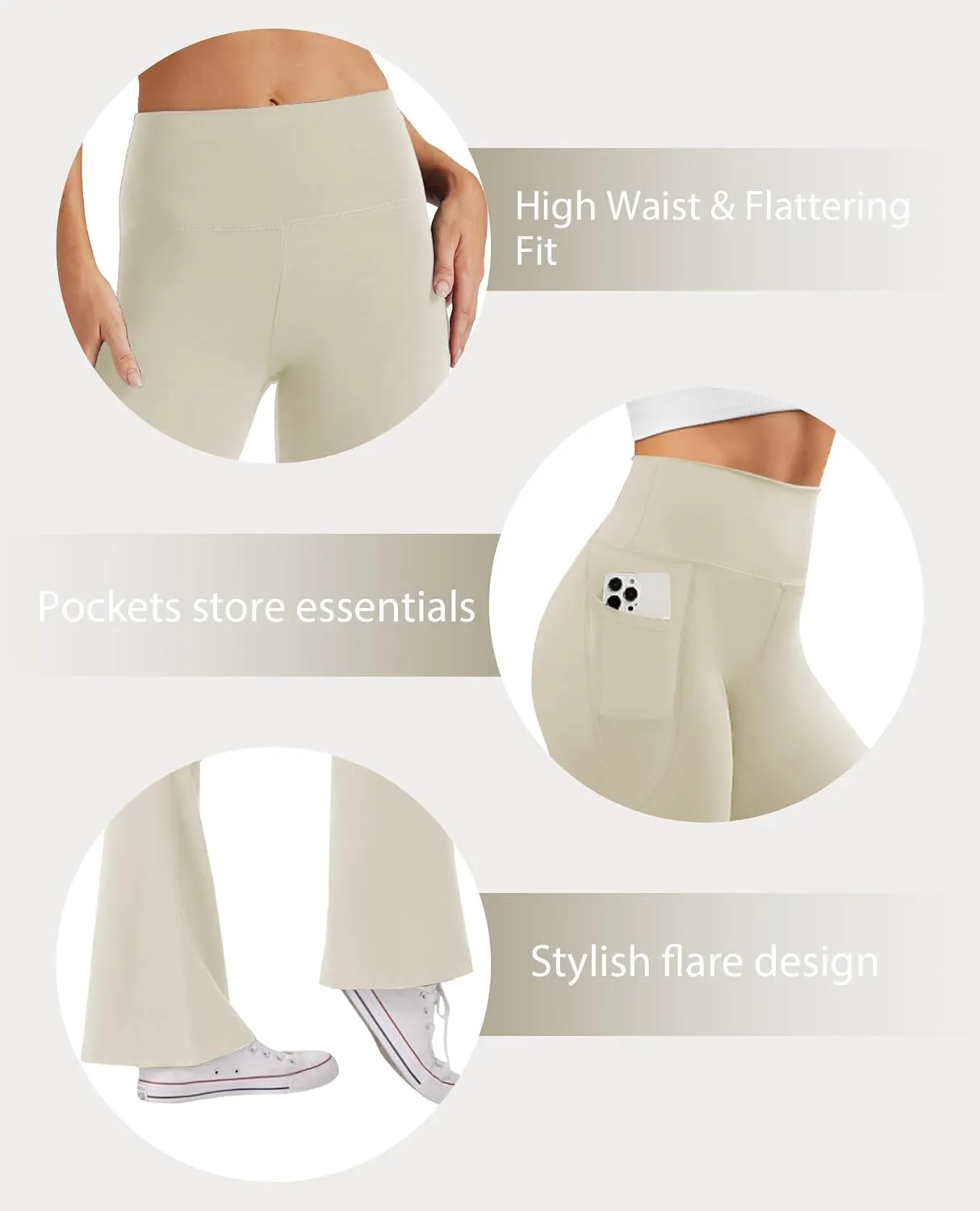 Women's Flare Yoga Pants with Pockets High Waist Casual Bell Bottom Bootcut Leggings
