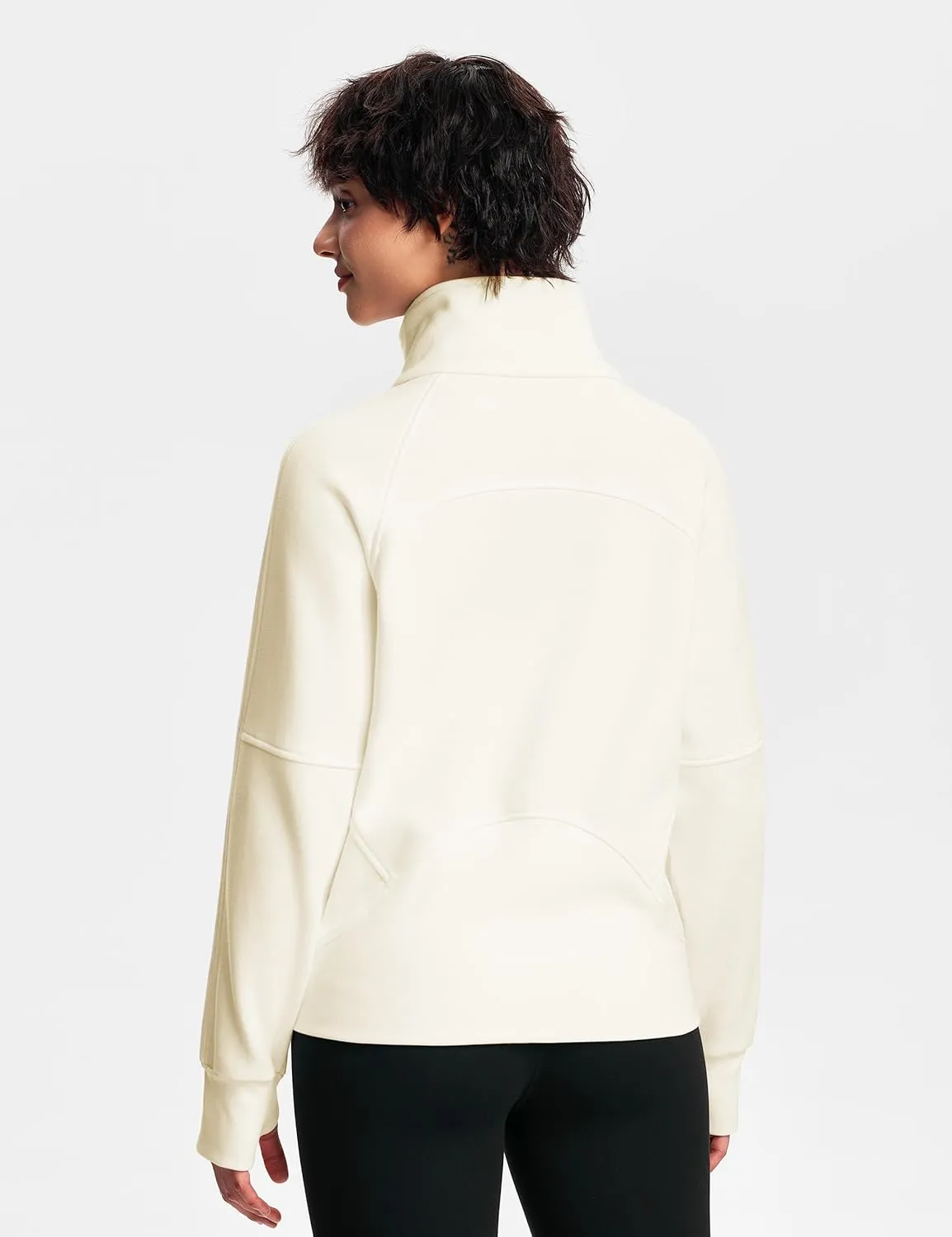 Womens Fleece Lined Half Zip Pullover Cotton Winter Warm Scuba Sweatshirt for Women with Thumbhole Pocket