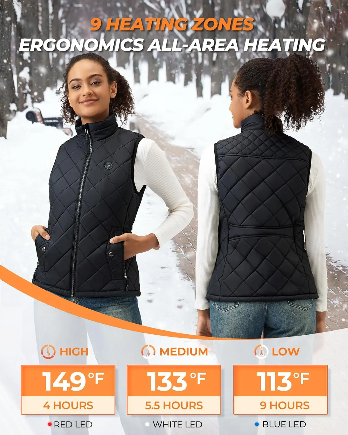 Women's Heated Vest with 16000mAh 7.4V Battery, Ergonomics Heating System, Smart Temp Control, Heated Vest for Women