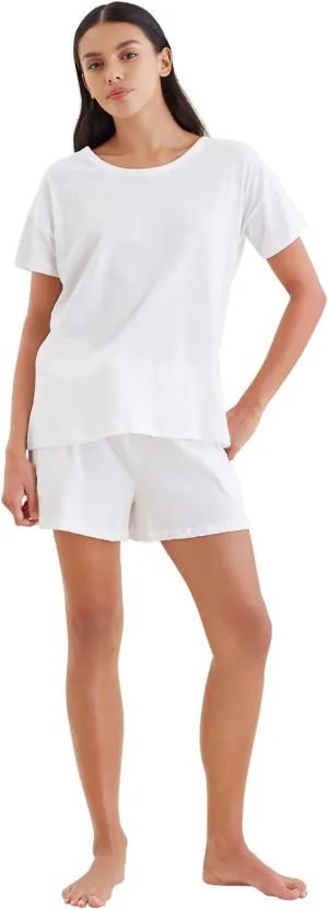 Women's Jada Organic Cotton Knit Tee - Soft, Breathable Pajama Top with Crew Neck and Sustainable Stretch Fabric