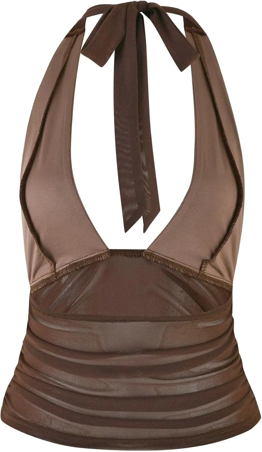 Women's lace up Halter Vest Sexy Sleeveless Deep V Neck Crop Tank Tops Solid Color Tie Back Camisole Top