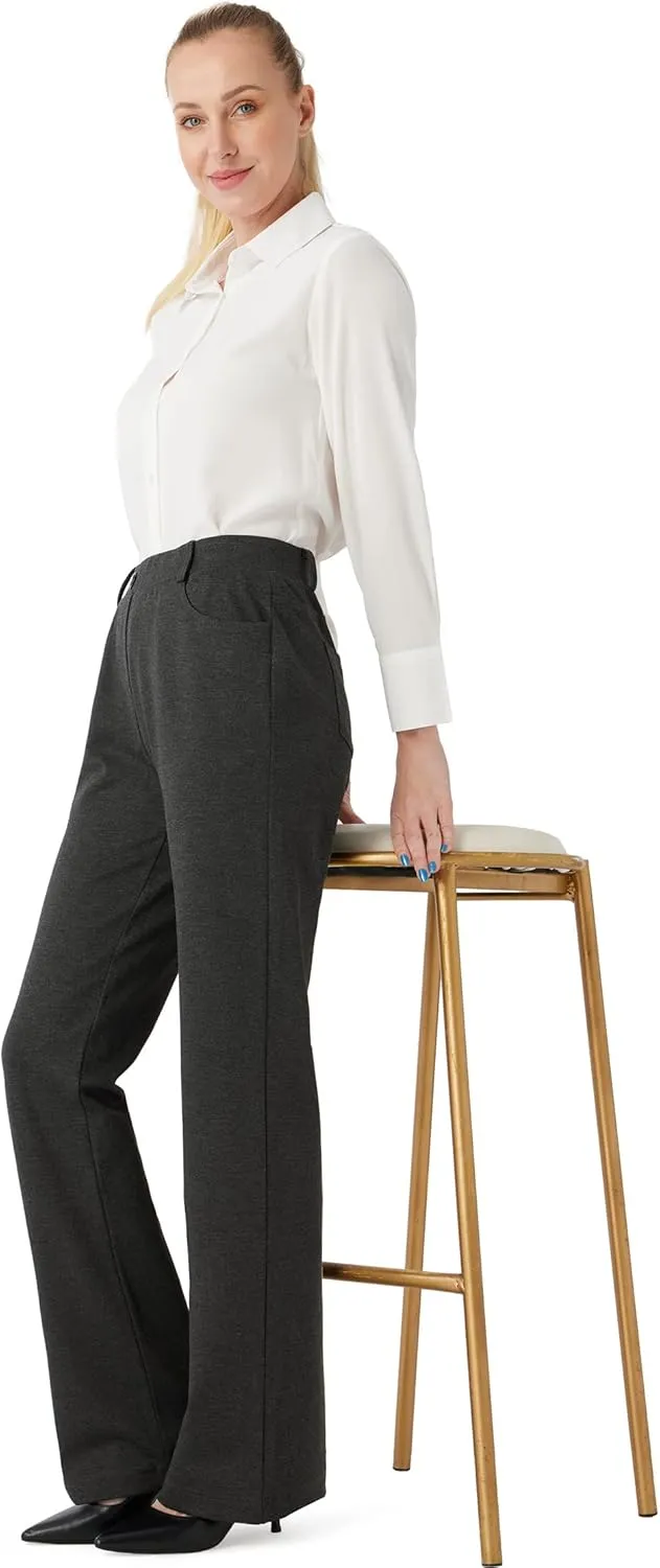 Women's Stretchy Bootcut Dress Pants Office Work Business Casual Slacks with Pockets 28"/30"/32" Inseam