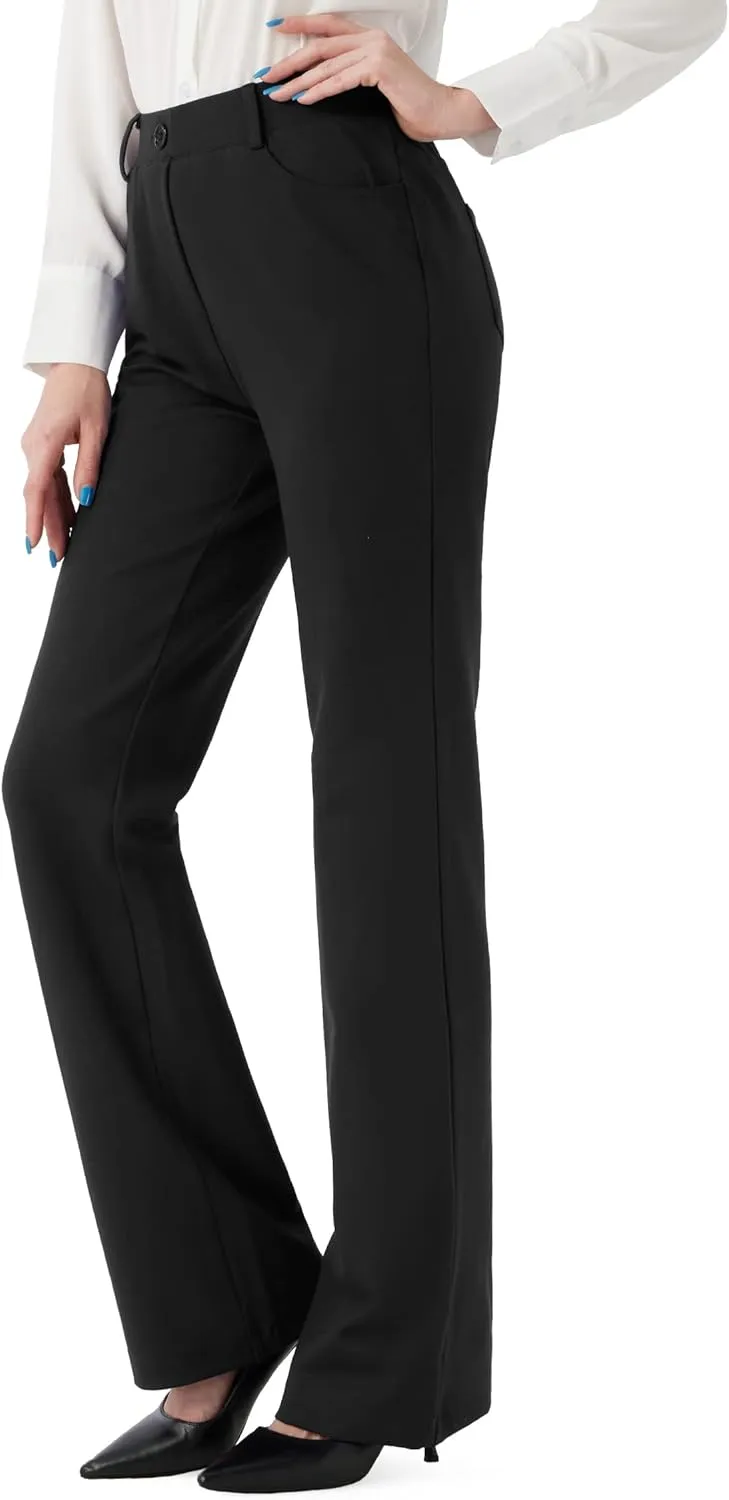 Women's Stretchy Bootcut Dress Pants Office Work Business Casual Slacks with Pockets 28"/30"/32" Inseam