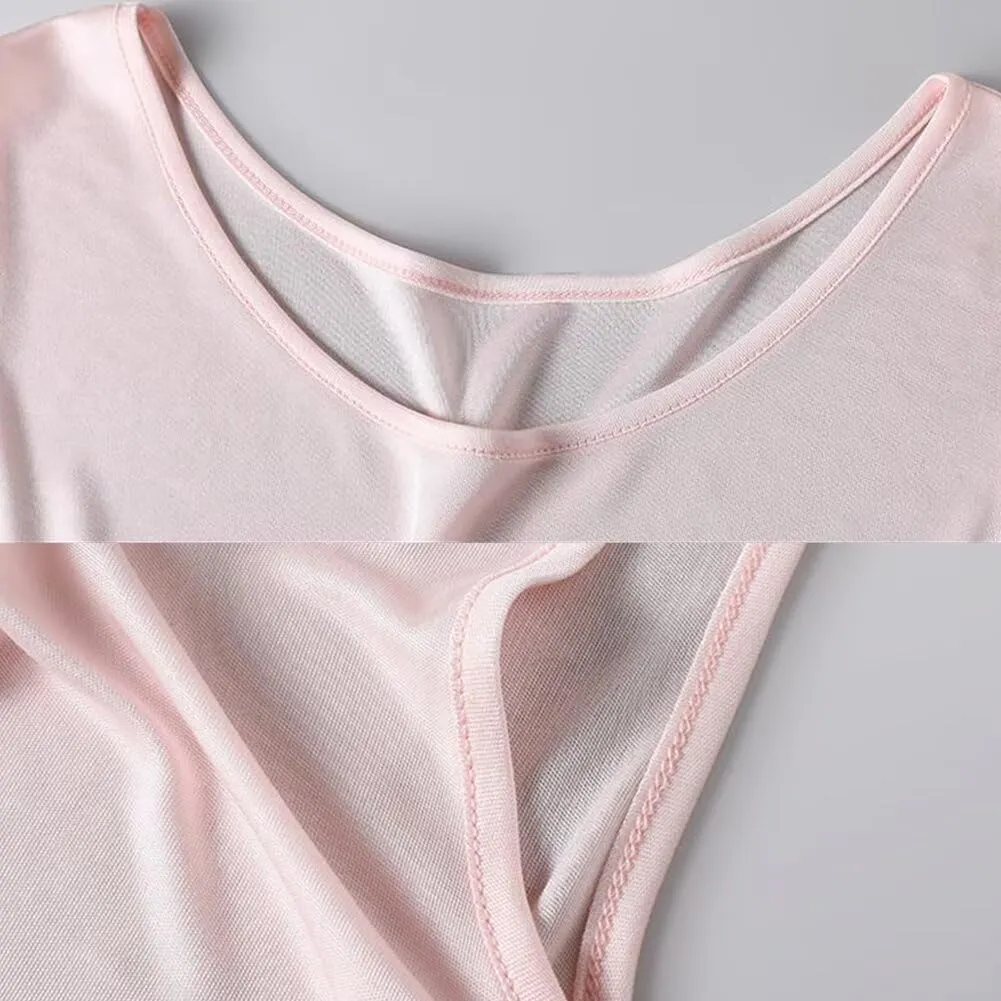 Womens Tank Top Silk Under Shirts Crewneck Basic Undershirts Sleeveless Shirt Loose Fit