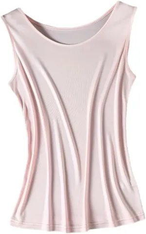 Womens Tank Top Silk Under Shirts Crewneck Basic Undershirts Sleeveless Shirt Loose Fit
