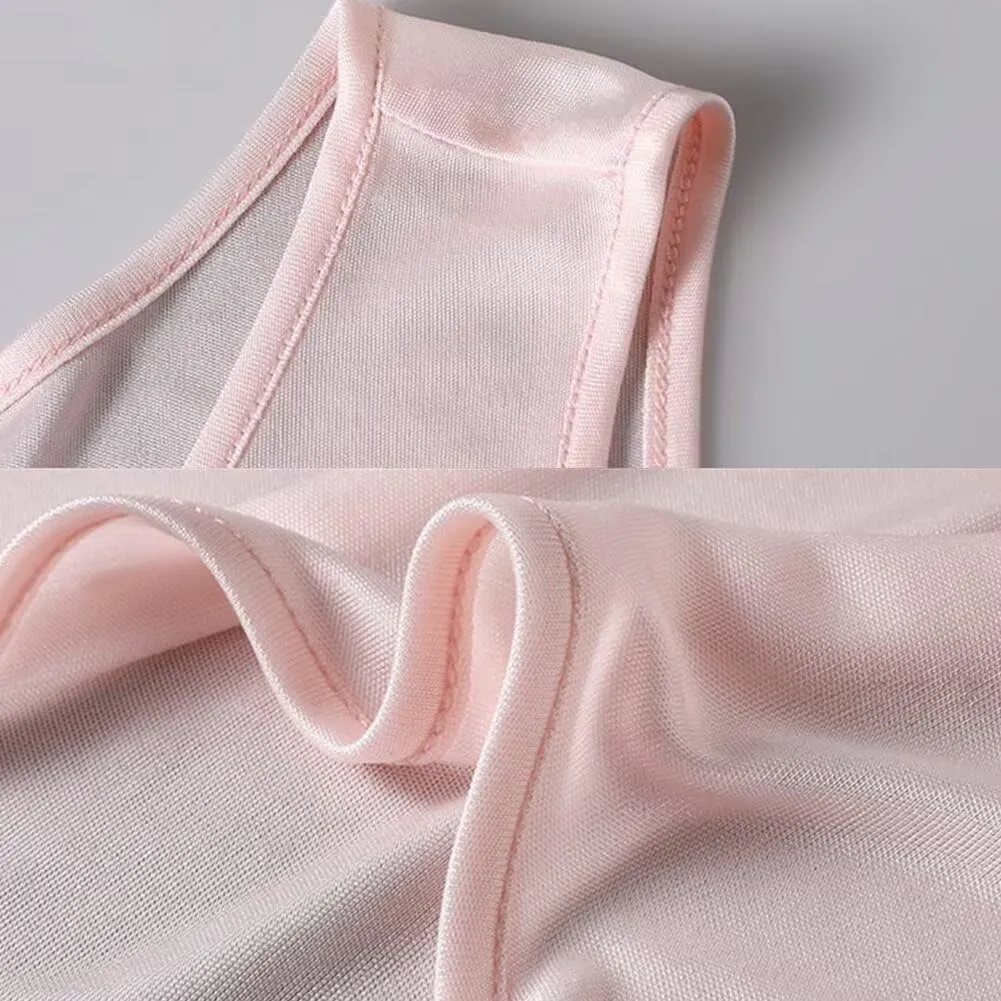 Womens Tank Top Silk Under Shirts Crewneck Basic Undershirts Sleeveless Shirt Loose Fit