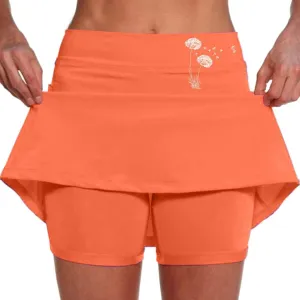Womens Tennim Shirt Tummy Control Double Layer High Waisted Skorts Stretchy Baggy Breathable Comfy Skirts with Pckets