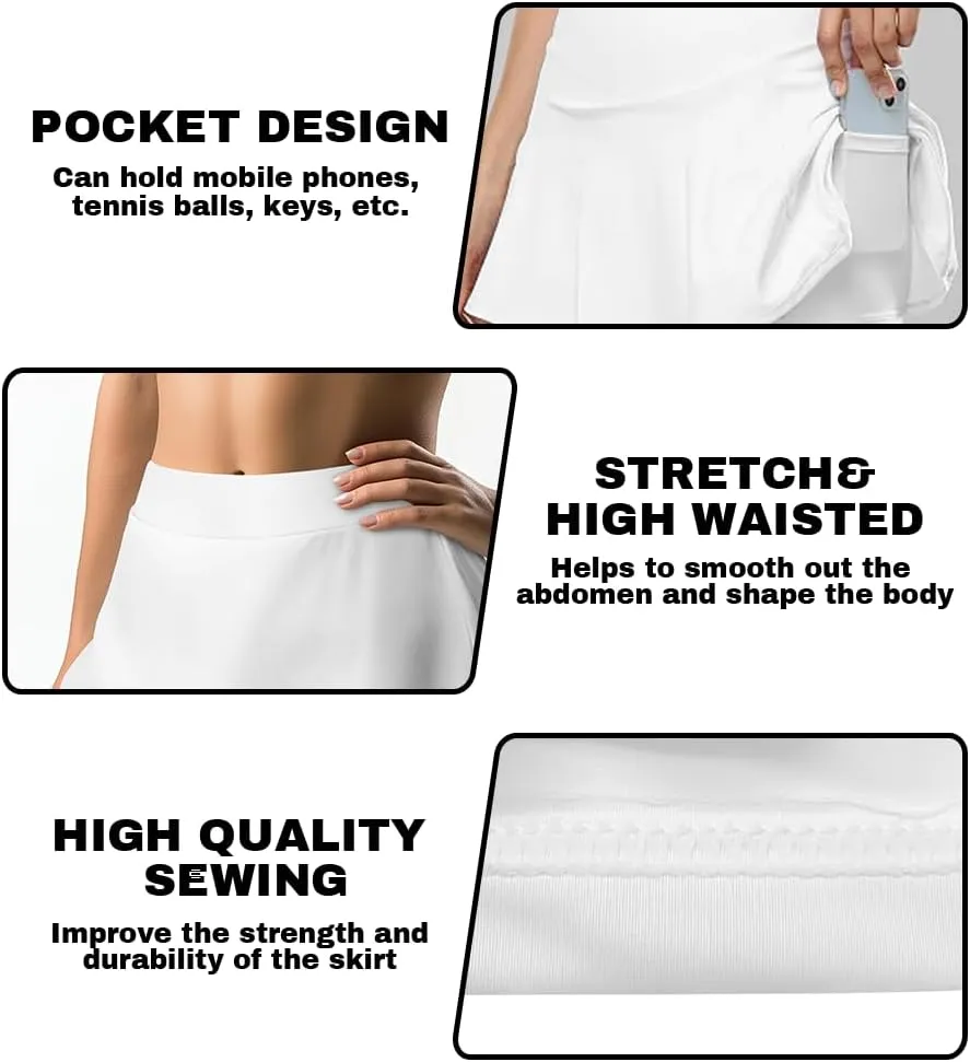 Womens Tennis Skirt High Waisted Golf Skort with Built-in-Shorts Lightweight Workout Athletic Skorts Skirts XS-3XL
