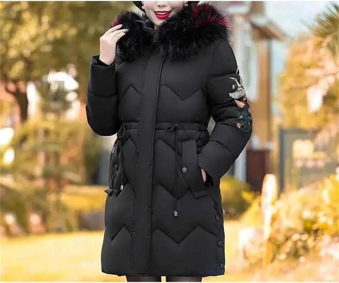 Women's Winter Parka Jacket Cotton Filled Hooded Padded Coat