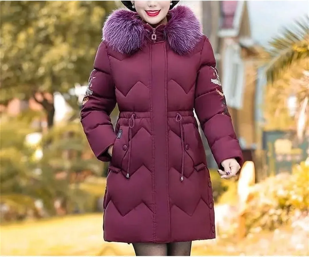 Women's Winter Parka Jacket Cotton Filled Hooded Padded Coat