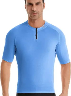 Wulibike Cycling Jersey Men Short Sleeve, Road Bike Jerseys Half Zipper with Pockets, Bicycle Clothing Breathable Quick Dry