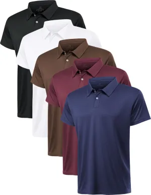 Xelky Men's Polo Shirts Quick Dry Short Sleeve Golf Athletic Shirt Moisture Wicking Casual Work Collared Polos 4 Pack