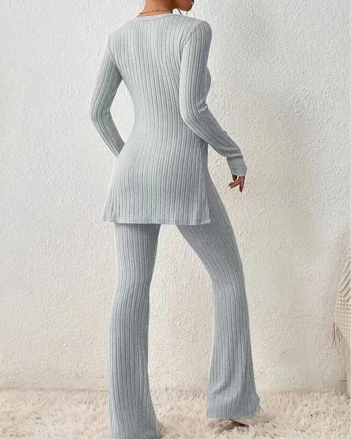 Xixiuly Women's 2 Piece Sweatsuit Outfits Lounge Set Knit Pullover Long Sleeve Sweater Sweatshirt Wide Leg Pants Tracksuit