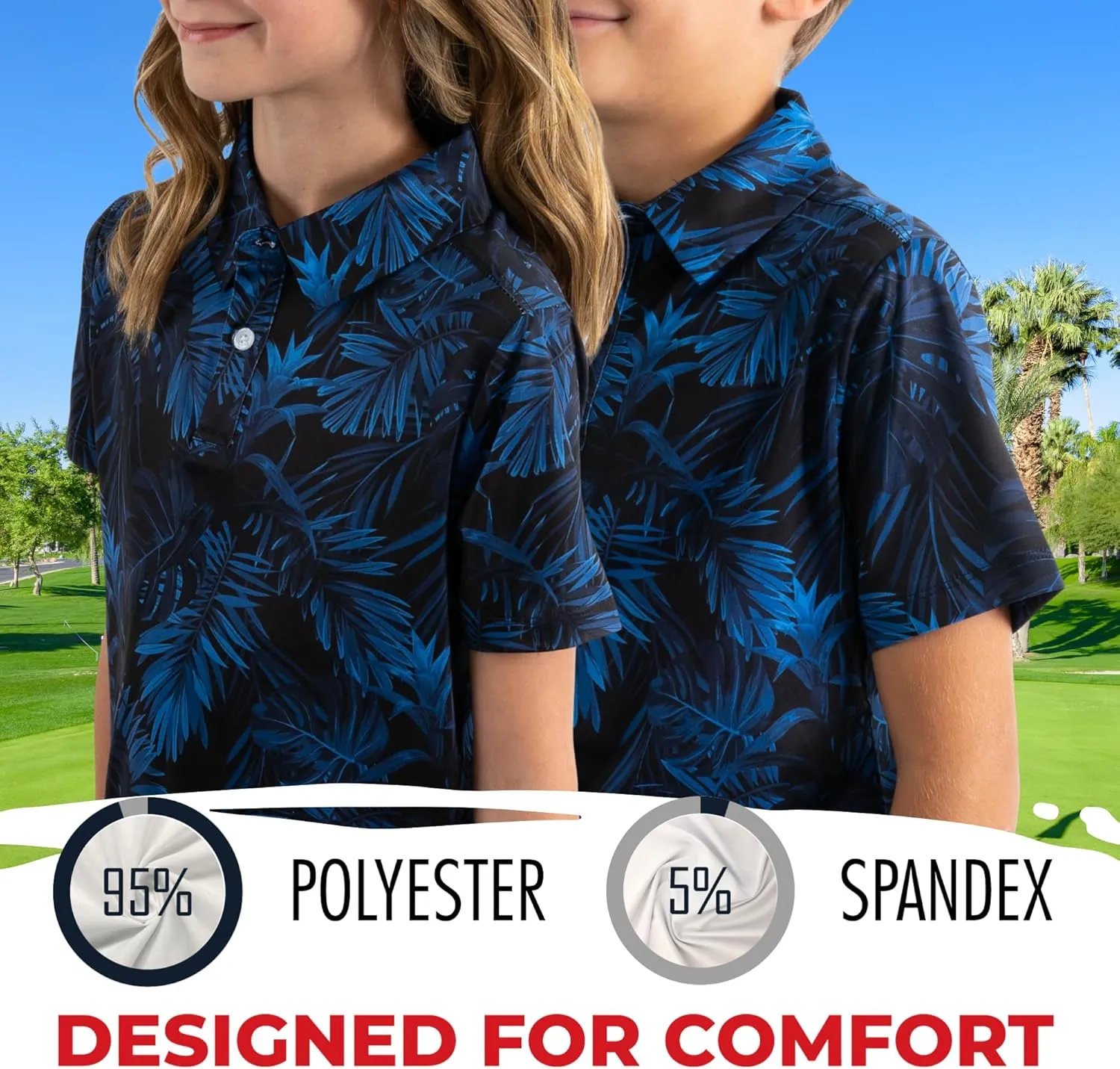 Yatta Youth Polo Just Beachy Golf Polo - Unisex Small Athletic Fit, Wrinkle Resistant, Moisture Wicking, 4-Way Stretch