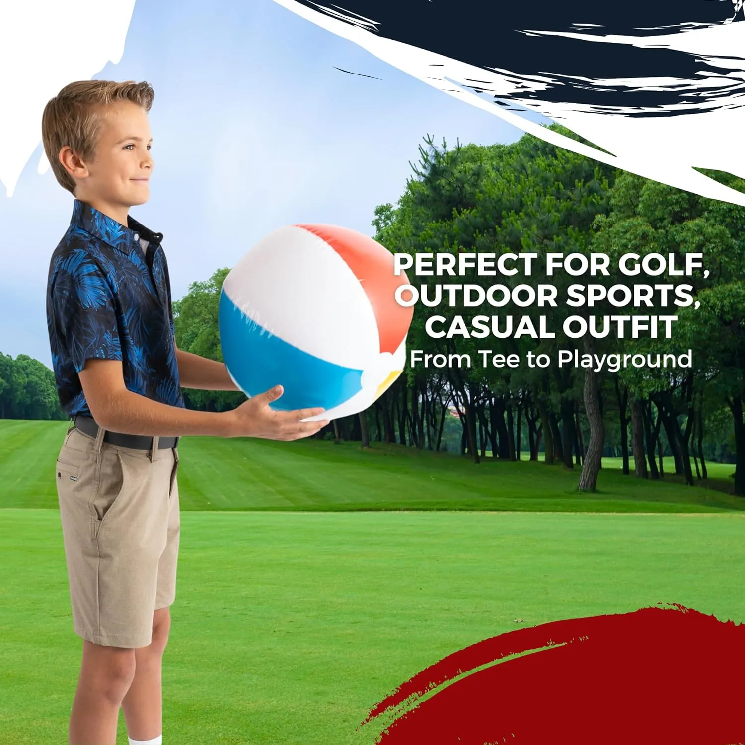 Yatta Youth Polo Just Beachy Golf Polo - Unisex Small Athletic Fit, Wrinkle Resistant, Moisture Wicking, 4-Way Stretch