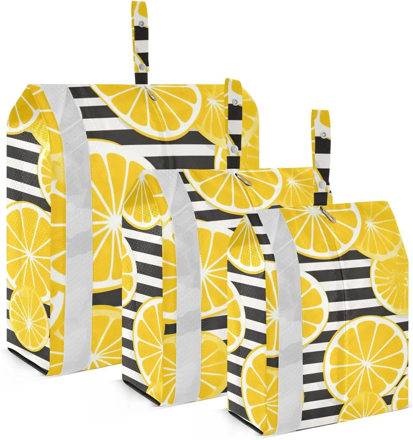 Yellow Lemon Striped Packing Cubes for Suitcases 3 Set Compression Lightweight Luggage Packing Organizers for Carry on Suitcase Travel Accessories Luggage Organizer Bags Set