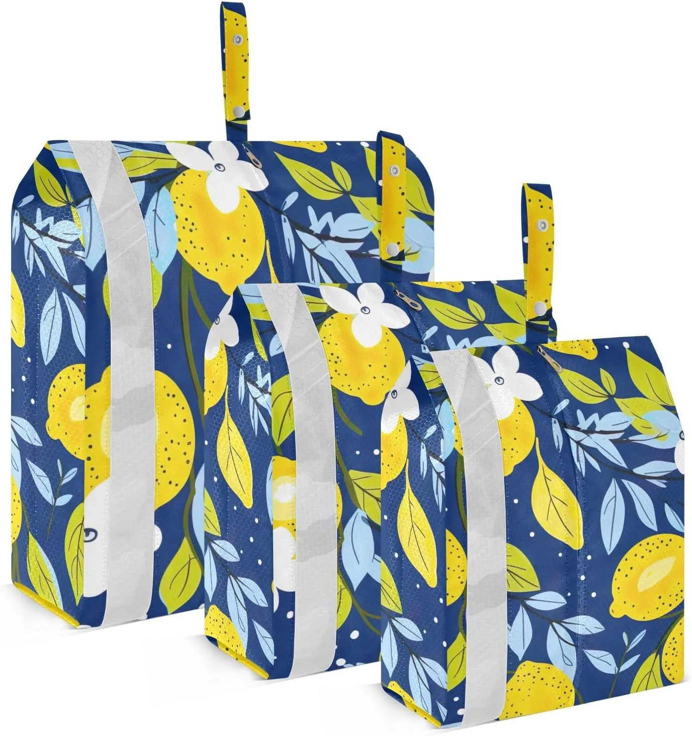 Yellow Lemons Blue Leaves Packing Cubes for Suitcases 3 Set Lightweight Compression Luggage Packing Organizers for Carry on Suitcase Travel Accessories Luggage Organizer Bags Set