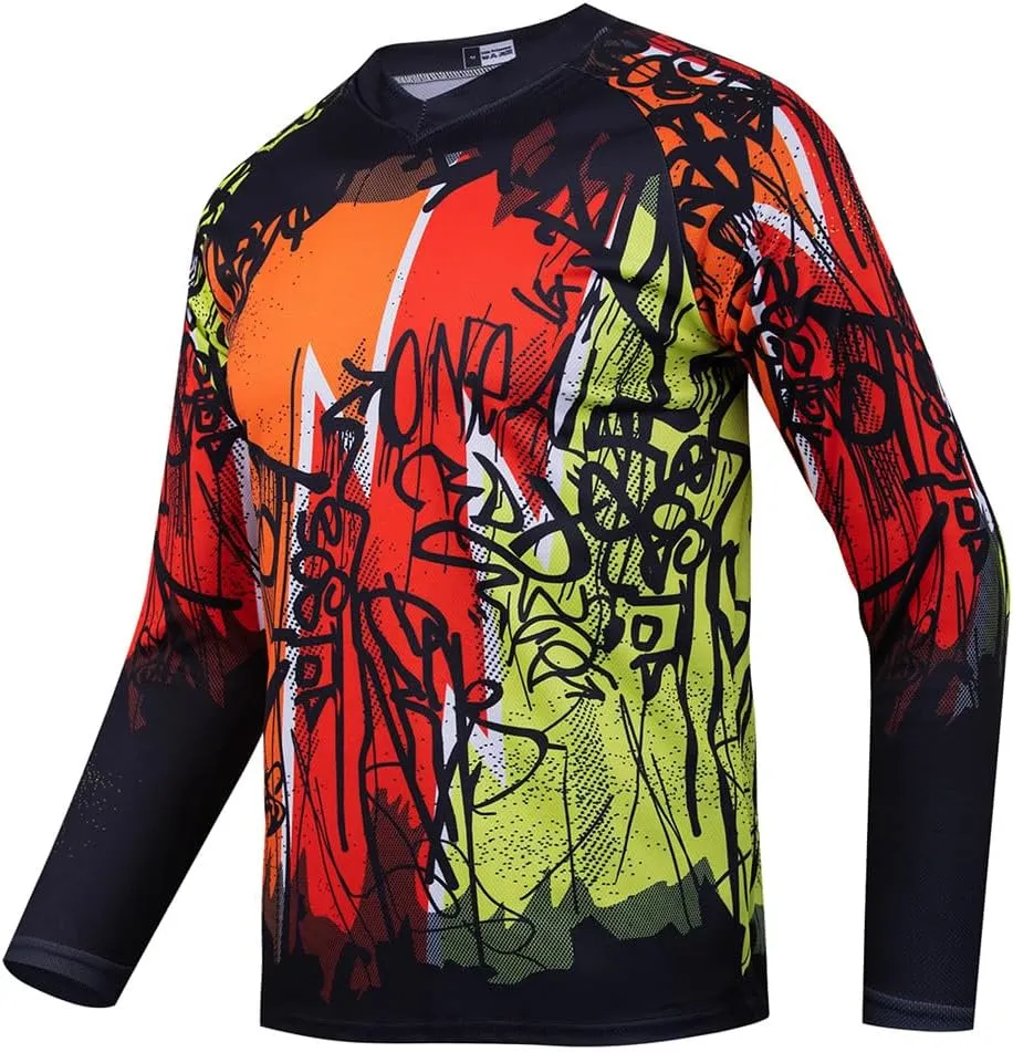 YIBIMOTTO Men's Mountain Bike Jersey Downhill T-Shirt Off-Road Motocross Jersey Quick Dry and Breathable
