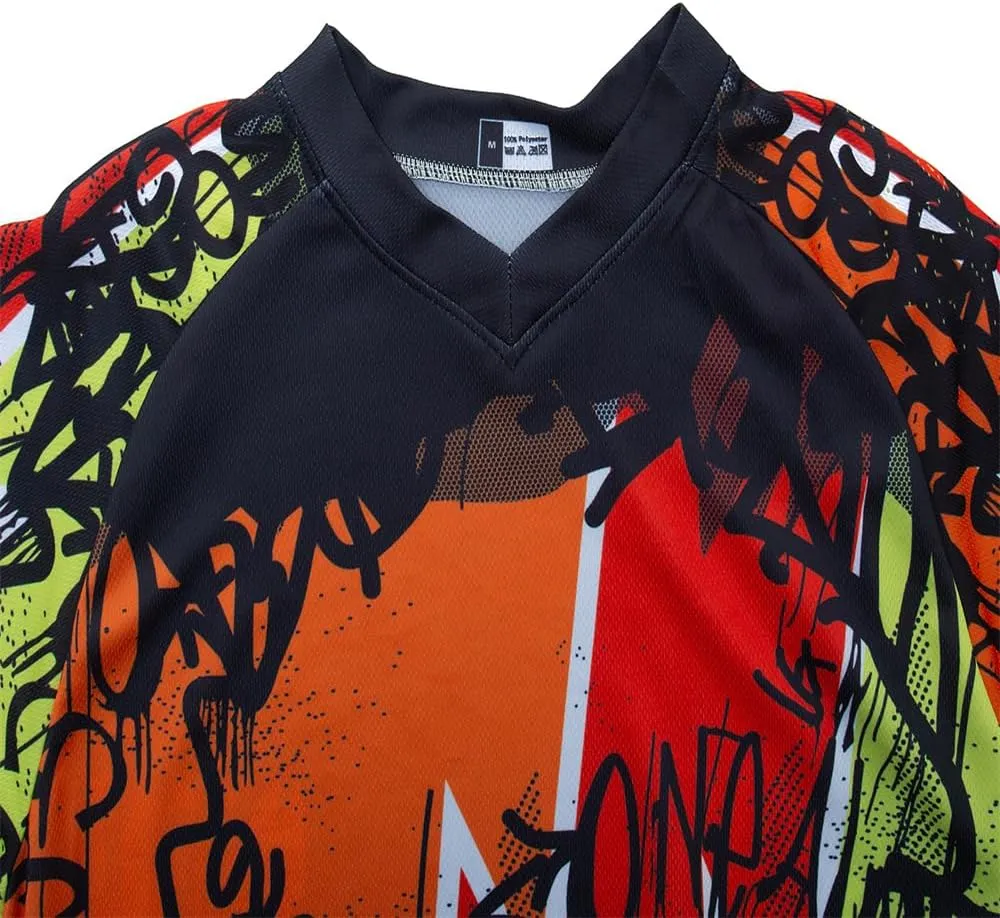 YIBIMOTTO Men's Mountain Bike Jersey Downhill T-Shirt Off-Road Motocross Jersey Quick Dry and Breathable