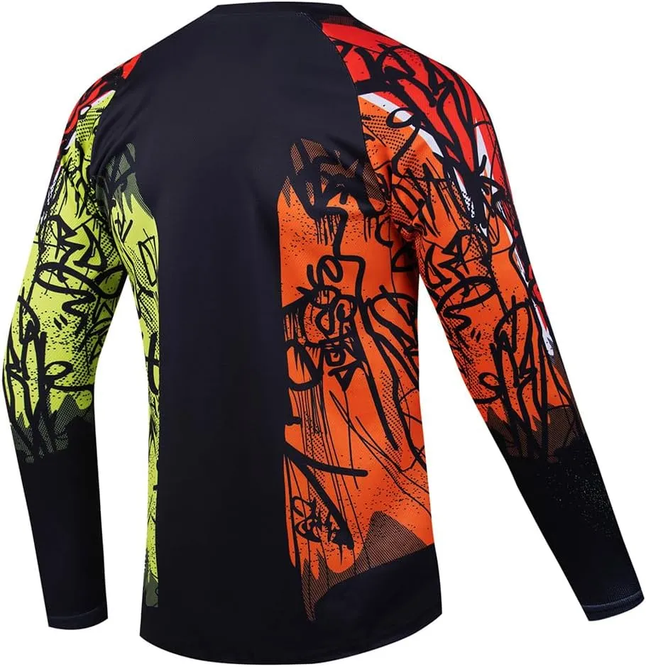 YIBIMOTTO Men's Mountain Bike Jersey Downhill T-Shirt Off-Road Motocross Jersey Quick Dry and Breathable