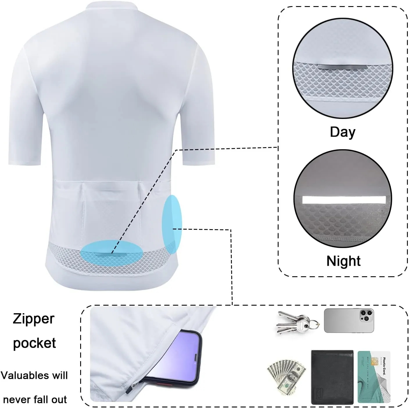 YKYWBIKE Cycling Jersey Men Aero Race Fit, Road Bike Jersey Short Sleeved,Moisture Wicking, Breathable,Zip Pocket,UPF50 