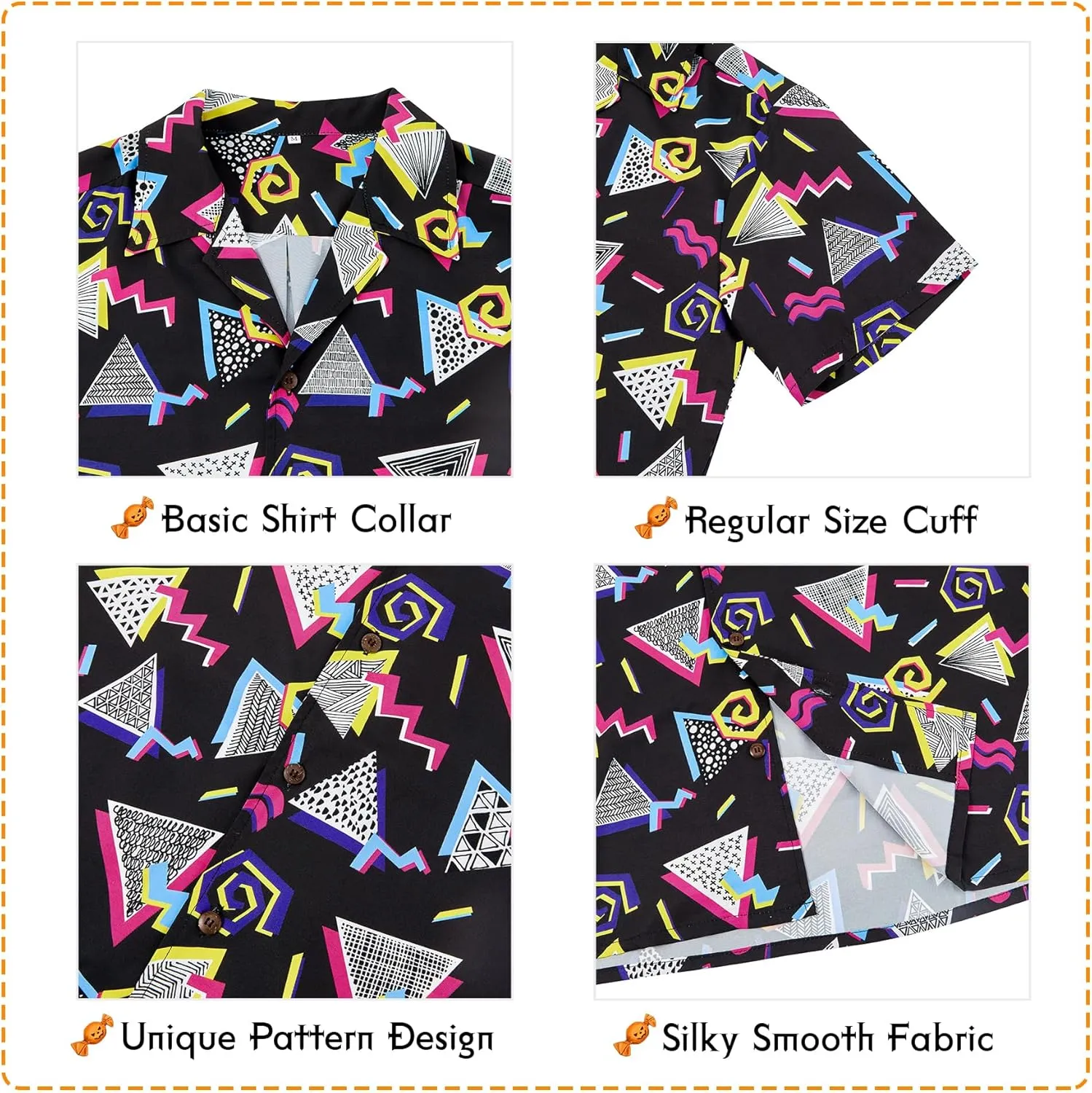 Zando 80s 90s Hawaiian Shirt for Men Short Sleeve 80s 90s Outfit Funny Hawaiian Shirts Party Disco Outfit