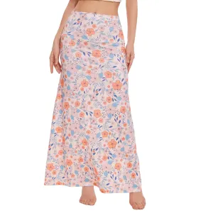 Zando Long Skirts for Women Trendy Dresses High Waisted Maxi Skirt Casual Workout Stretchy Flared Flower Skirt for Girls