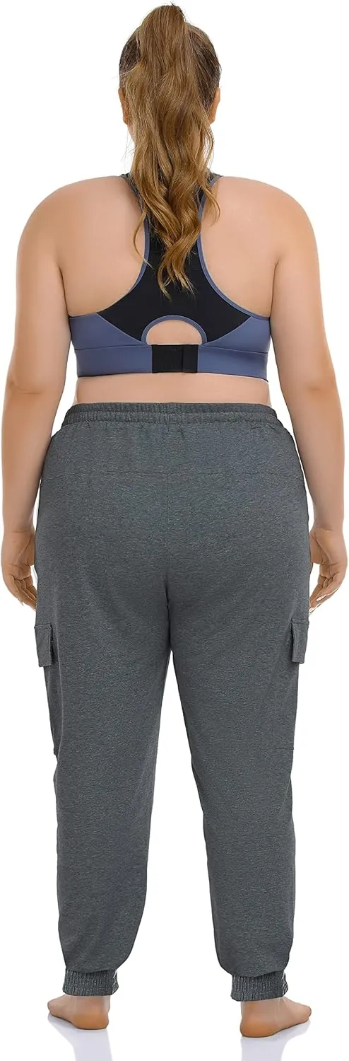 ZERDOCEAN Women's Plus Size Cargo Sweatpants Active Workout Casual Sweat Pants Joggers Pants Pockets Drawstring