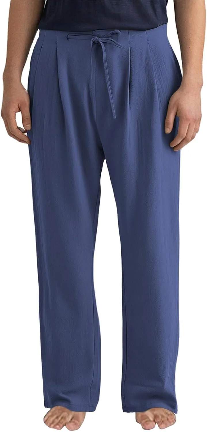 ZYXTIM Linen Casual Foraml Trousers for Men Elastic Waist Loose Smart Work Pants Plus Size Summer Hawaiian Travel Outfits
