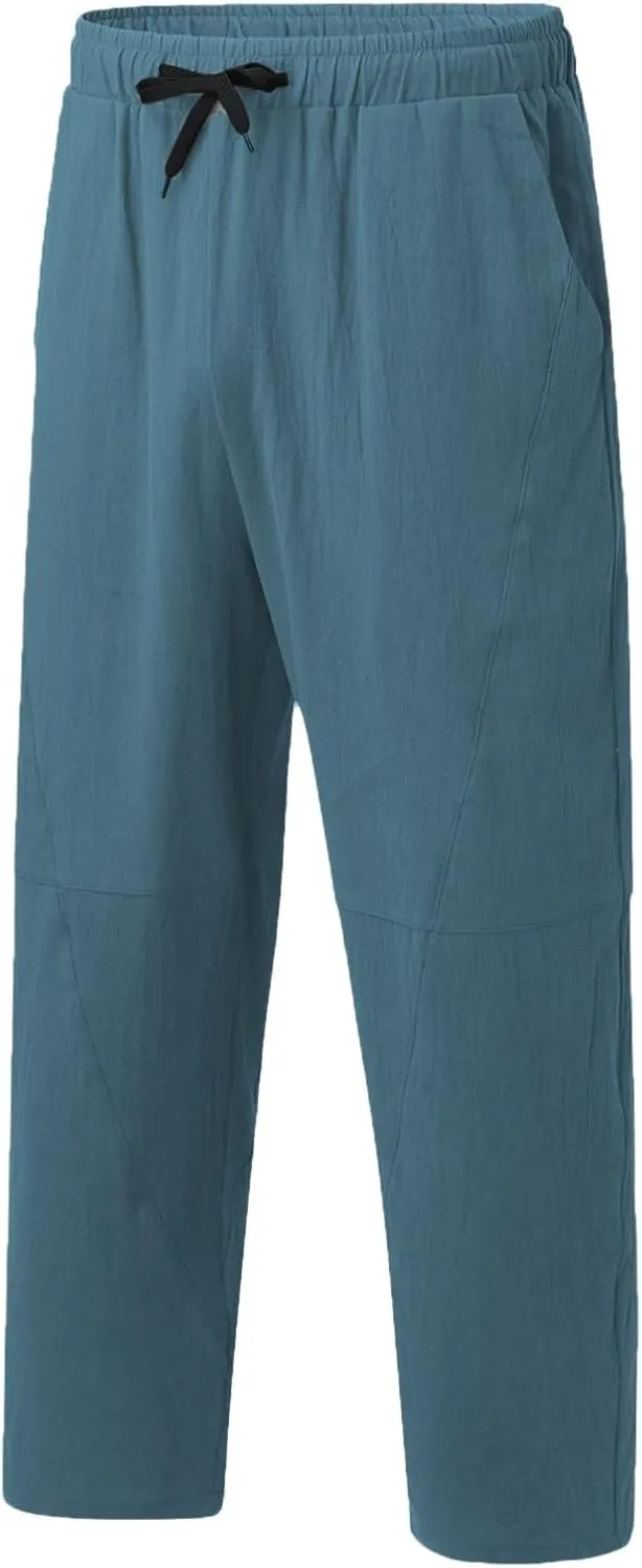 ZYXTIM Men's Casual Harem Pants Plus Size Elastic Waist Tapered Leg Plain Loose Summer Beach Trousers Low Rise Hippie Bottoms