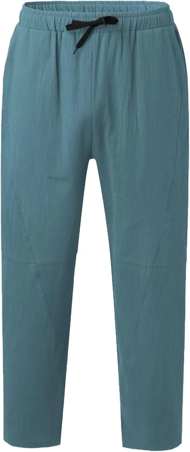 ZYXTIM Men's Casual Harem Pants Plus Size Elastic Waist Tapered Leg Plain Loose Summer Beach Trousers Low Rise Hippie Bottoms