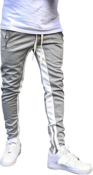 ZYXTIM Work Utility Jogger Pants for Men,Mens Slim Fit Color Block Patchwork Athletic Gym Workout Running Jogger Sweatpants
